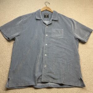 Massive Terry Cloth Shirt Mens XL Blue Short Sleeve Button Up Retro